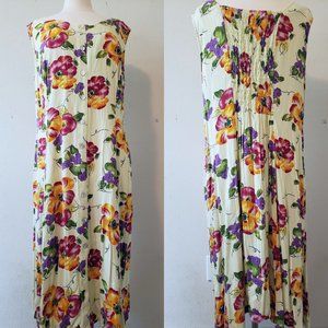 Vintage 90s Floral Sleeveless Dress, Floral Women's Dress